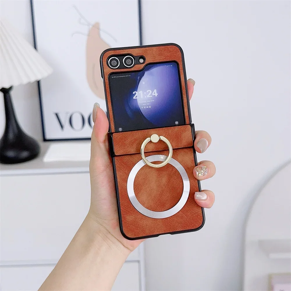 Ultra Thin Magnetic Ring Case with Finger Ring Clip for Samsung Galaxy Z Flip Series