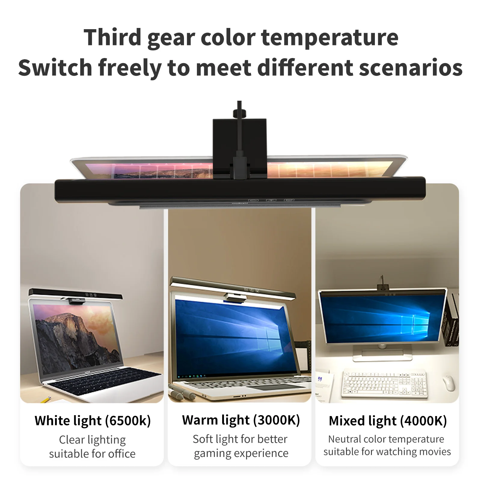 HD Curved Screen Monitor Laptop Screen Light Bar No flash frequency  eyes-care Colorful atmosphere lamp Touch Switch Monitor Lamp - AliExpress