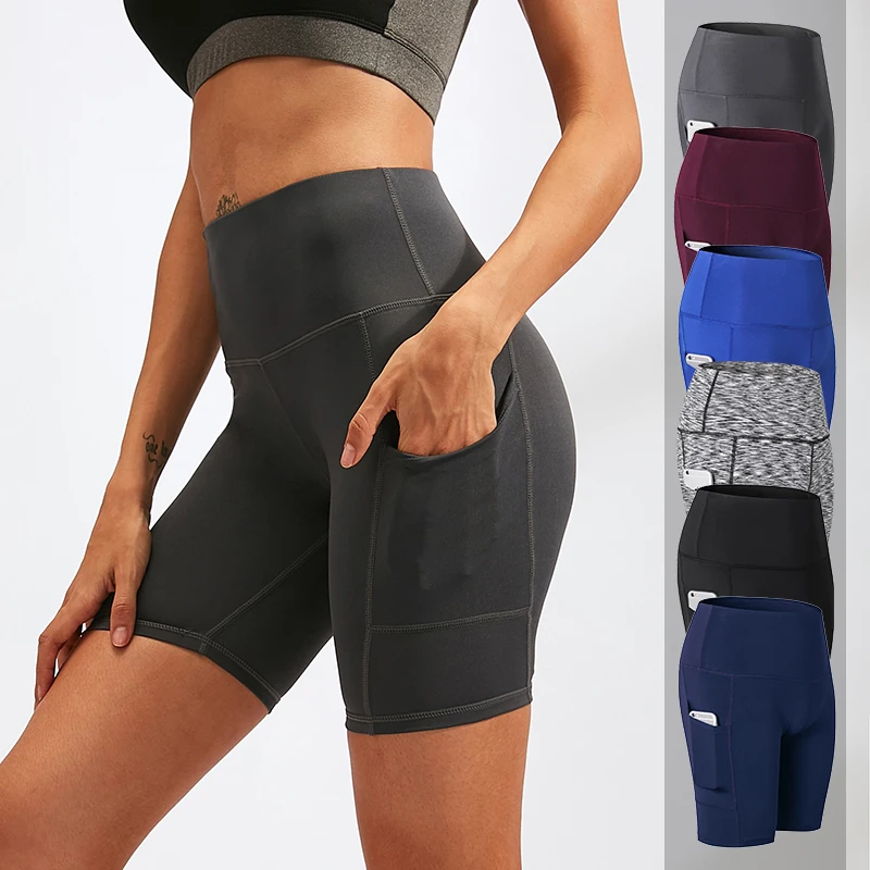 

2022 Women Gym Jogging Running Shorts Yoga Shorts Women High Waist Lifting Tight Sports Pocket Gym Fitness Yoga Pant