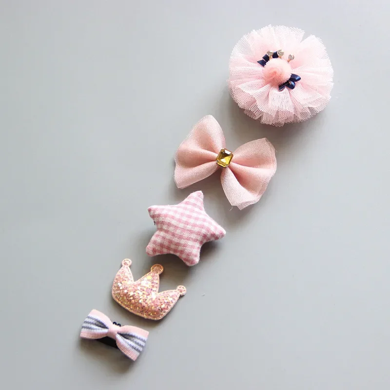 5Pcs/Set Baby Hair Clip Set Baby Headband Accessories Cross Kid Hairclip Cartoon Girl Hair Clip Baby Barrettes Hair Accessories 2