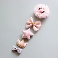 5Pcs/Set Baby Hair Clip Set Baby Headband Accessories Cross Kid Hairclip Cartoon Girl Hair Clip Baby Barrettes Hair Accessories 2