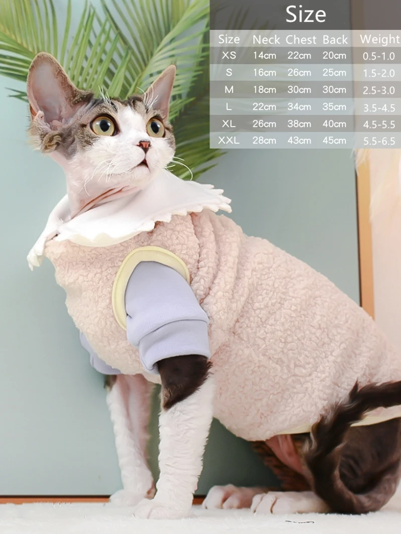 스핑크스 고양이 옷, 스핑크스 스웻셔츠용 부드러운 후드, 애완 동물 의상, 새끼 고양이 점프수트, 귀여운 칼라, 가을 겨울 데본 레