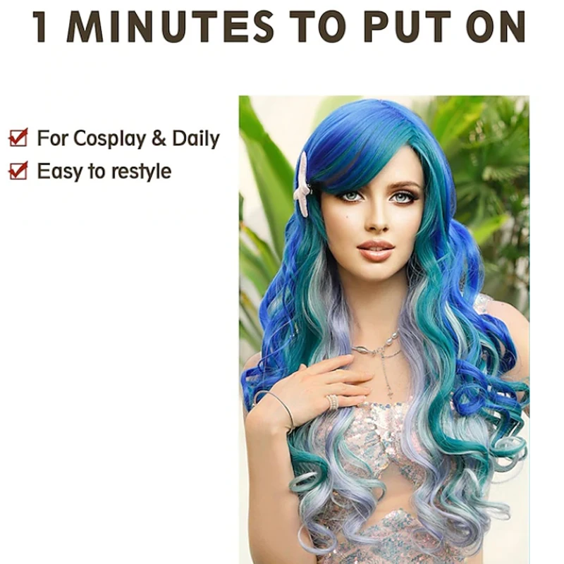 Blue Wig Corpse Bride The Little Mermaid Ariel Blue Dress Costume