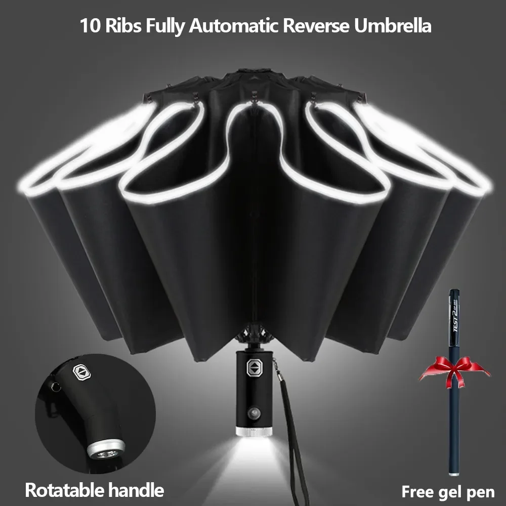 Parapluie Noir Avec Lampe LED Intégrée - IFlashlight - Neuf Avec étiquettes