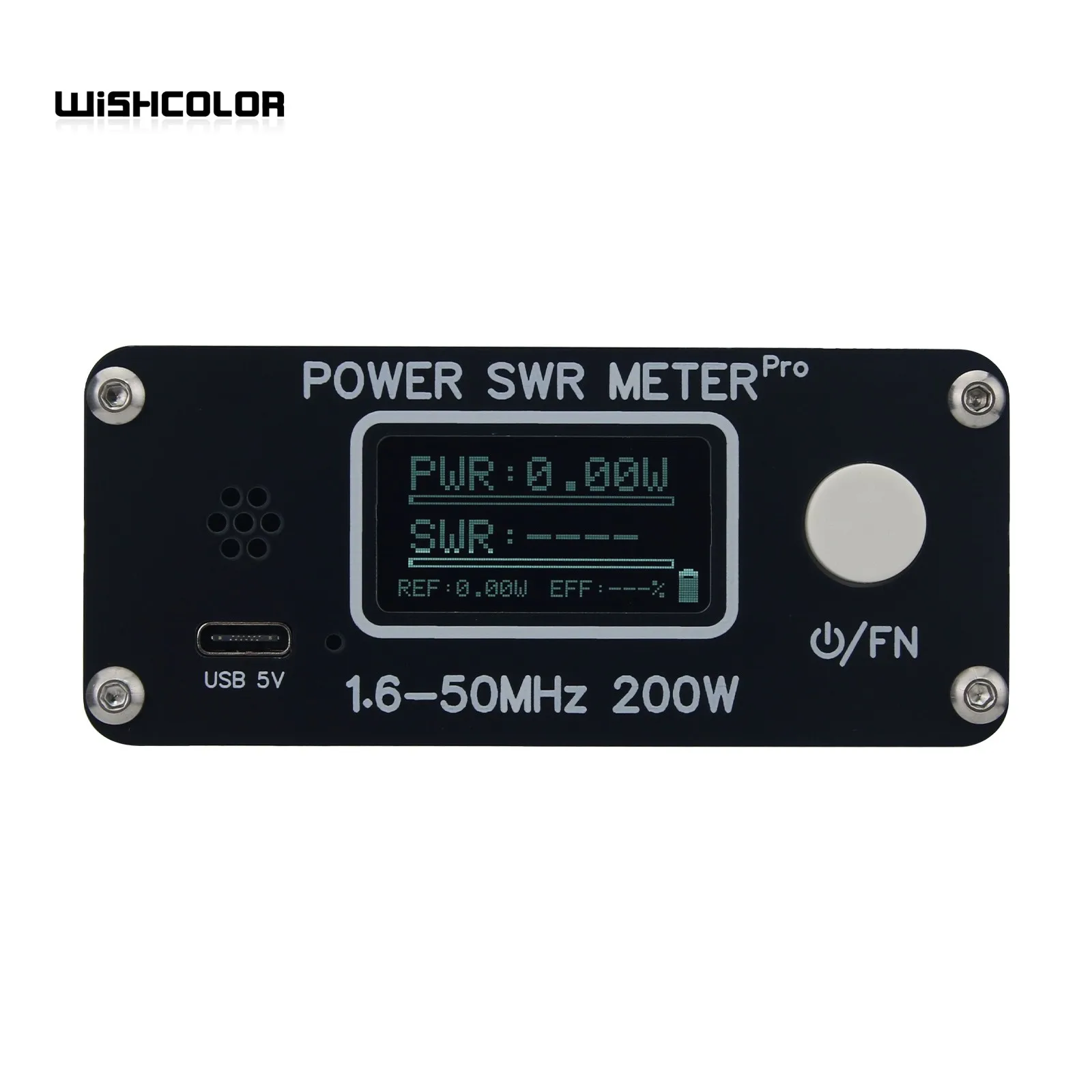 위시컬러 1.6-50MHz 200W 파워 SWR 미터 프로 HF PWR SWR 미터 (1.29인치 OLED 디지털 디스플레이 화면 포함)