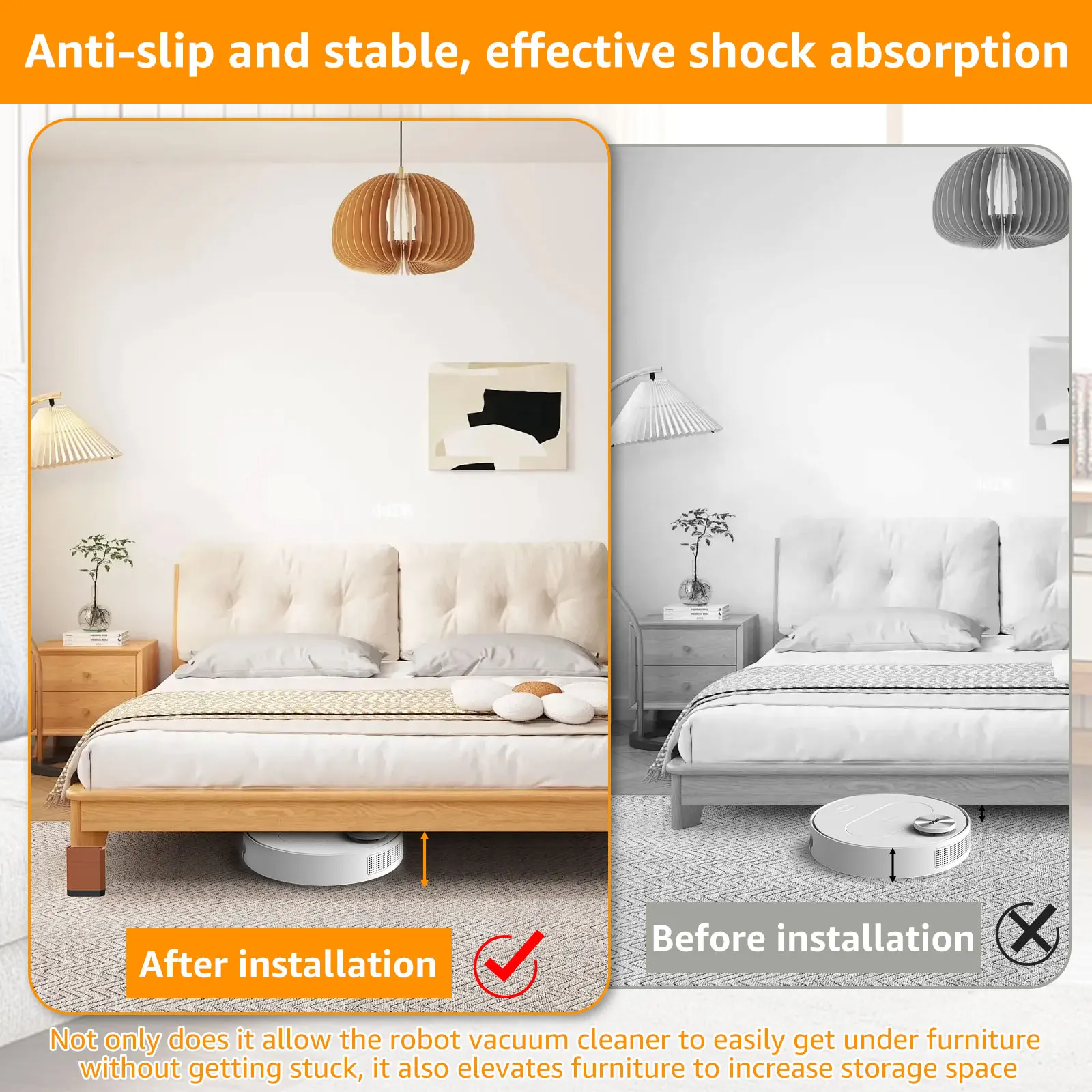 Adjustable Heavy Duty Plastic Furniture Risers for Bed Table Sofa