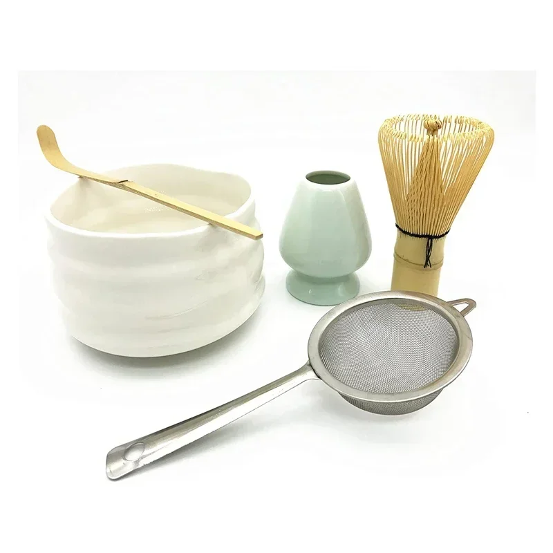 Japanese Ceramic Glossy Pink Matcha Bowl Macha Tea Whisk Chawan Chasen Holder Scoop Sifter Cup Ceremony Gift Set Matcha Tea Set Matcha Tea Tools