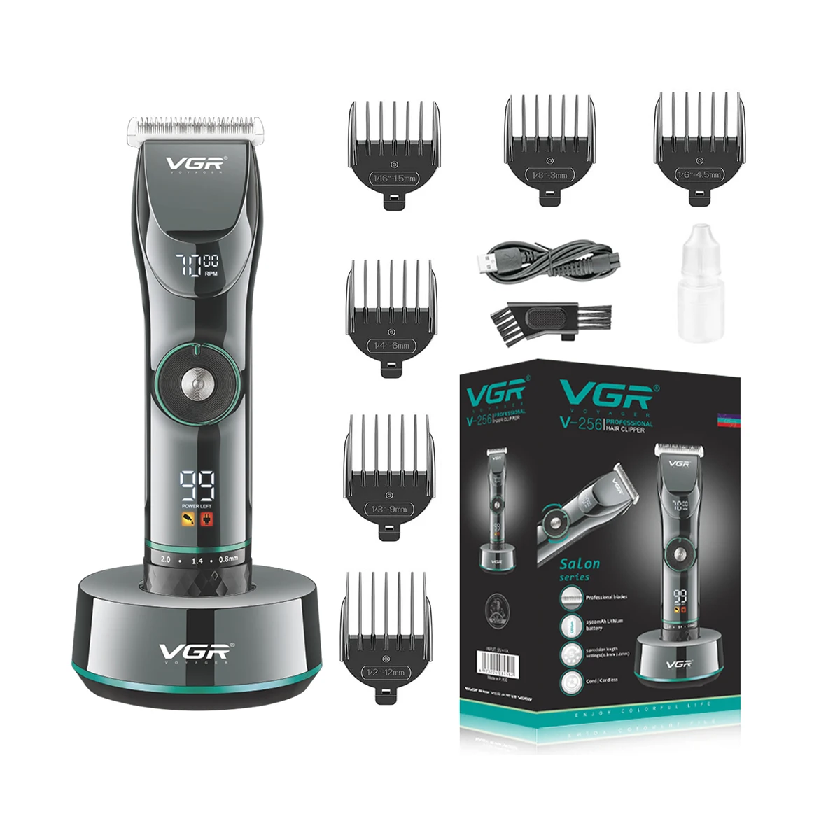 VGR المهنية مقص الشعر المحمولة Usb قابلة للشحن الح...