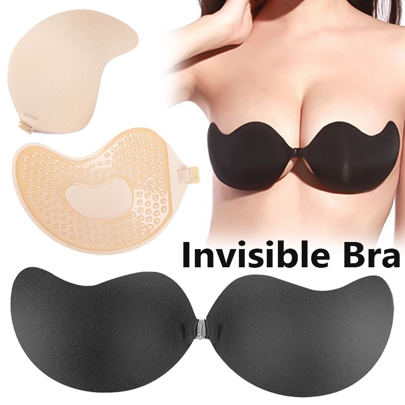 Reusable Invisible Push Up Bra Backless Strapless Bra Chest Seamless Front Closure Bralette