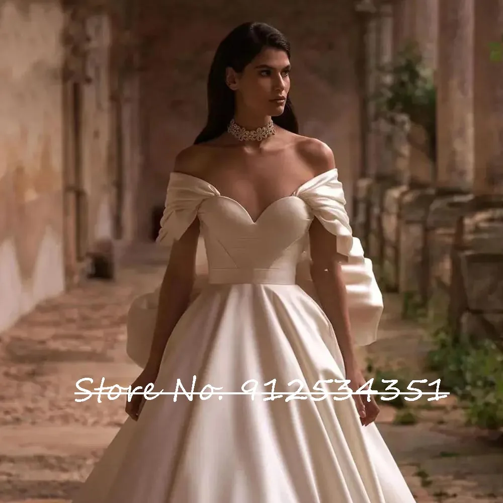 Robe De Mariage Off the Shoulder Ball Gown Wedding Dresses with Big Bow Vintage Vestidos Novia Backless Luxury Trouwjurk 4