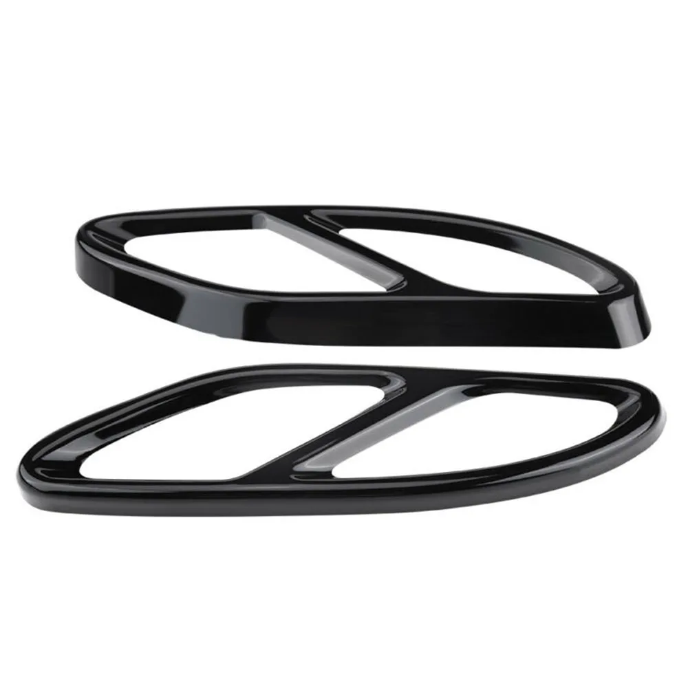 

2 Pcs Left&Right Exhaust Pipe Tip Cover Best-Selling Black Stainless Steel For Mercedes GLC C E Class W205 Coupe W246 W212 W213