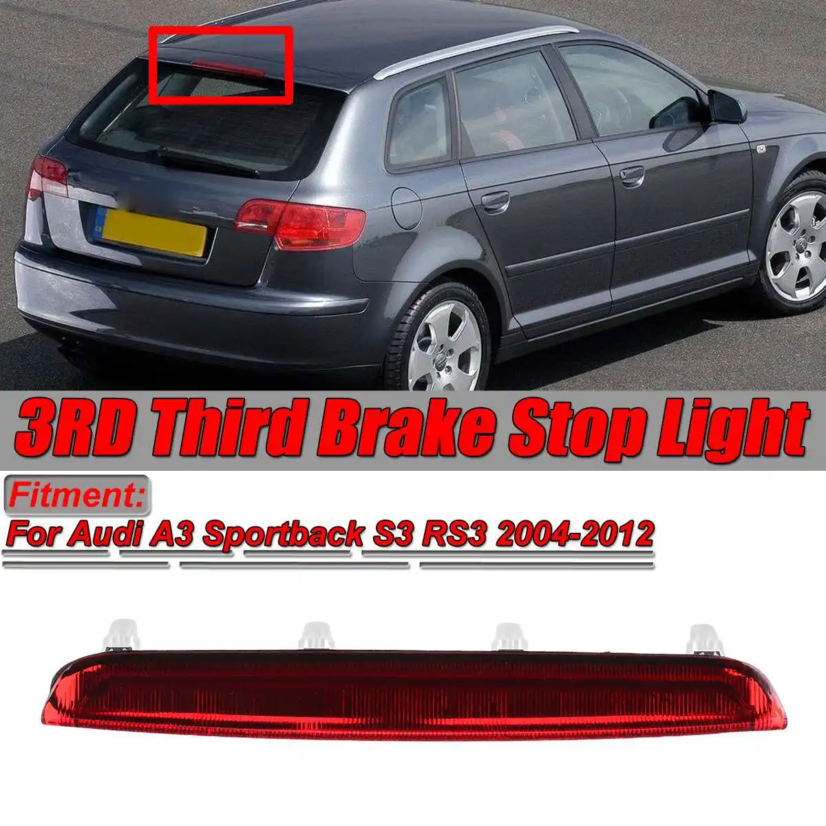 New Red Car Rear Third Brake Light Led For Audi A3 Sportback S3 Rs3 2004-2012 8P4945097C 3Rd Car Third Brake Stop Light Lamp