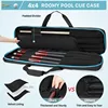4x4 Pool Cue Case Hold Up to 4 Butts and 4 Shafts, Pool Stick Carrying Case with Front Accessories Pockets 3