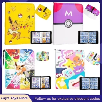 Raccoglitore per Carte Pokémon a 4 Tasche con Cerniera, Album Portatile per Carte Collezionabili, Organizzatore Personalizzato per Giocattoli e Regali