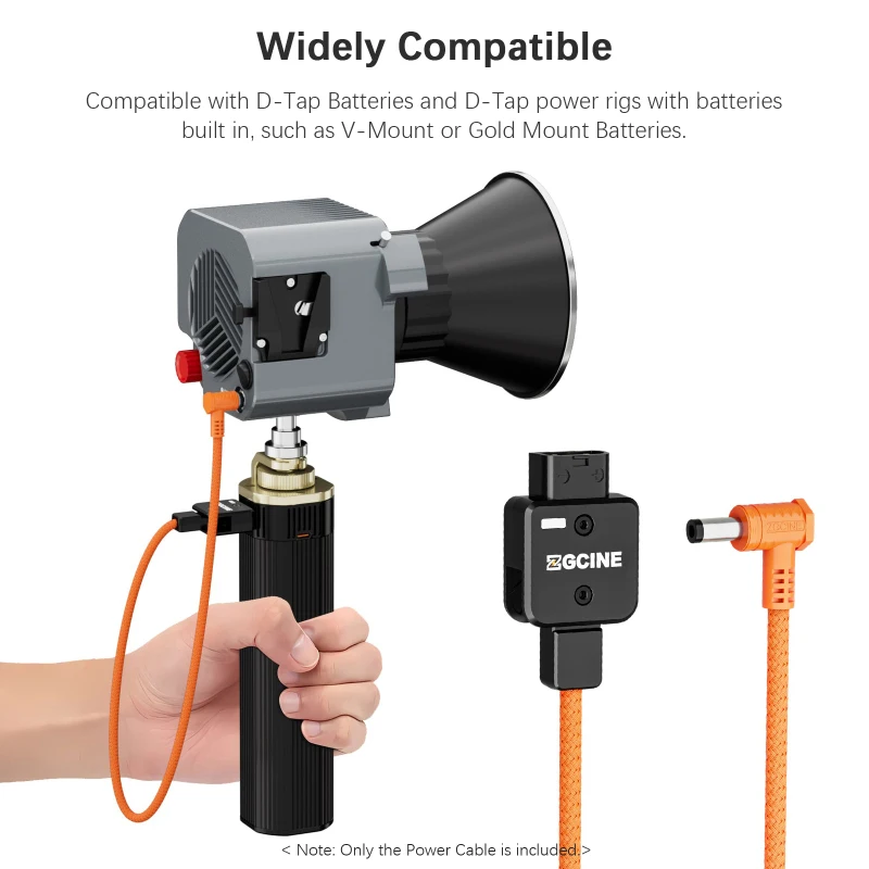 ZGCINE D-Tap - 5.5*2.5mm DC 커넥터 전원 케이블 60cm 길이 180 ° V-마운트/골드 마운트 배터리용 편조 와이어로 회전 가능