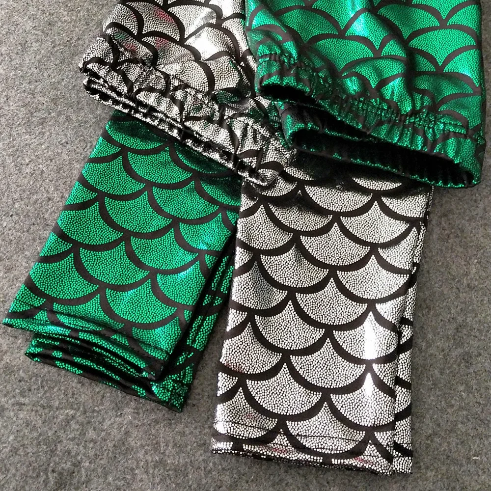Summer Autumn Girls Leggings Mermaid Scale Printing Fall Girl Colorful Shiny Hot Pants Slim Trousers Kids Clothes 3-10Y 5