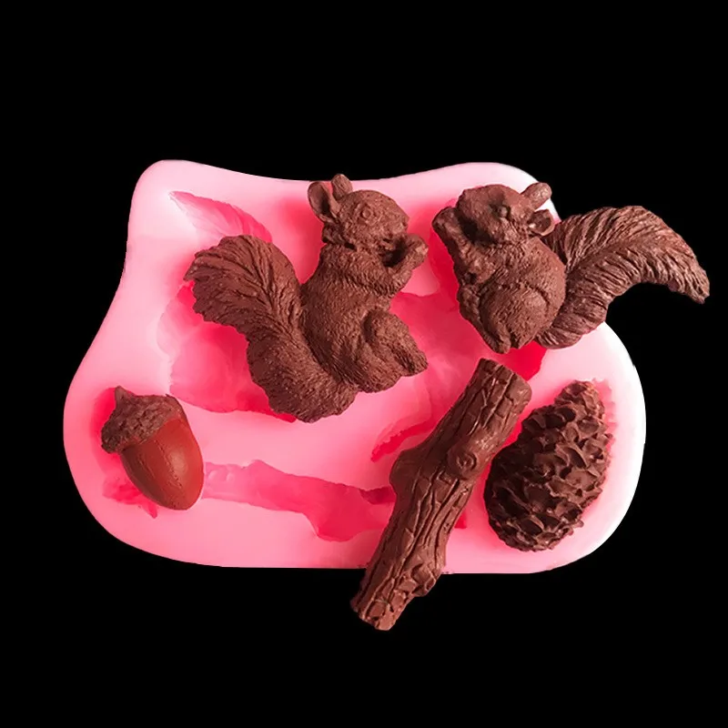 

3D Squirrel Pine Cone Silicone Mold Kitchen Resin Baking Tool DIY Cake Pastry Fondant Moulds Chocolate Dessert Lace Decoration