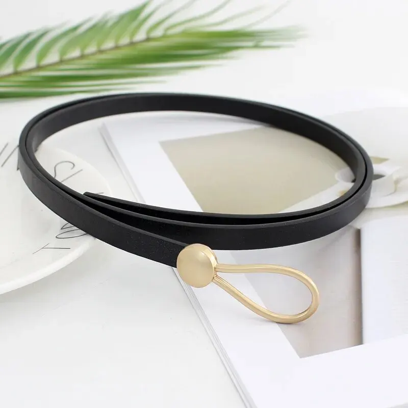 Women's Belt No-hole Knotted Belt Vintage PU Leather Waistband Solid Color Vintage Decorative Thin Belts Dress Girdle For Women