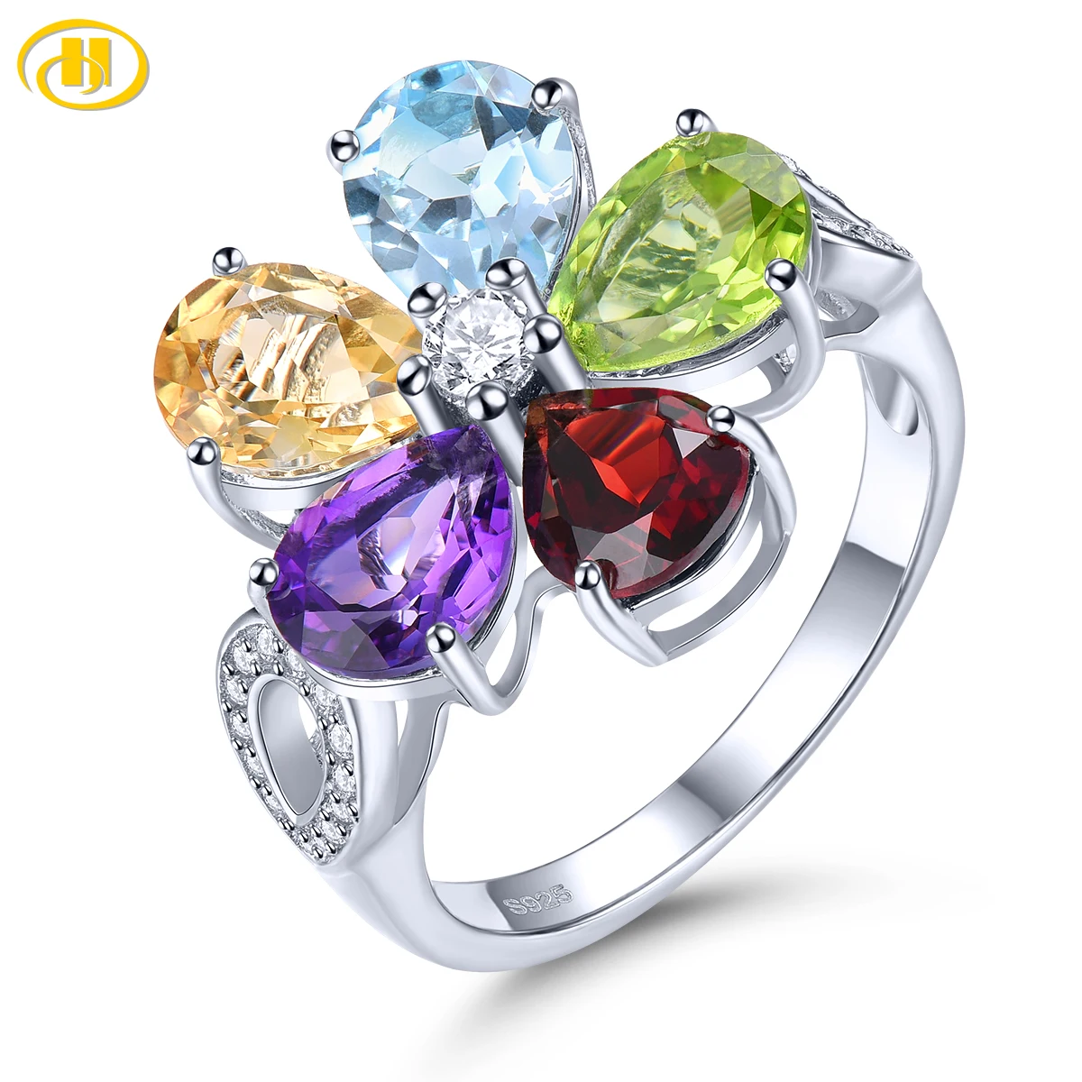 55Carat Anillo De Plata De Esmeralda Auténtica Para Hombre, 7 Quilates