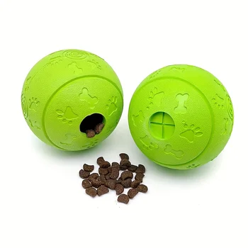 1pc Interactive Treat Dispensing Dog ToyNatural Rubber Chew Ball, Durable Non-Toxic Pet Grinding Toys Food Leakage Bone Patterns 4
