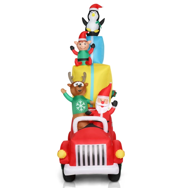  12ft 圣诞老人开车带礼物 12颗LED灯 庭院圣诞老人装饰 24W-26
