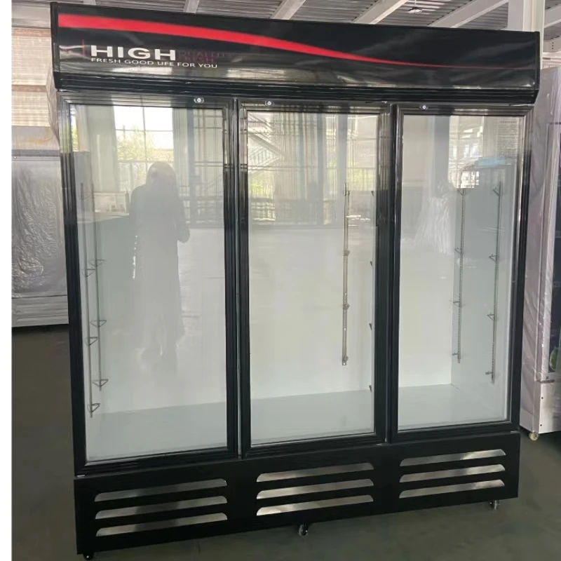 Three-Door White Plastic Door Frame Air-Cooled Beverage Display Cabinet Freezer Type Refrigerator