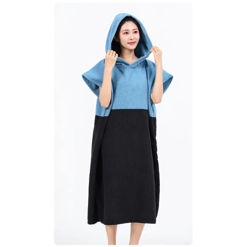 퀵 드라이 후드 스윔 판초 랩 (다이빙, 해변용) 방풍 체인징 타월 로브
