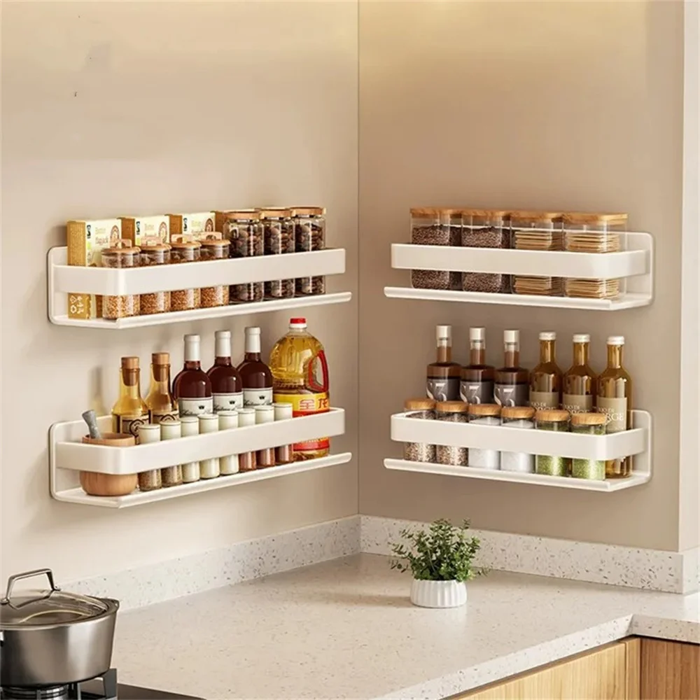

White Storage Rack For Kitchen Holder Square Metal Bath Organizer Accessorie Bathroom Shelf Shelves Wall Mounted Shampoo 811780