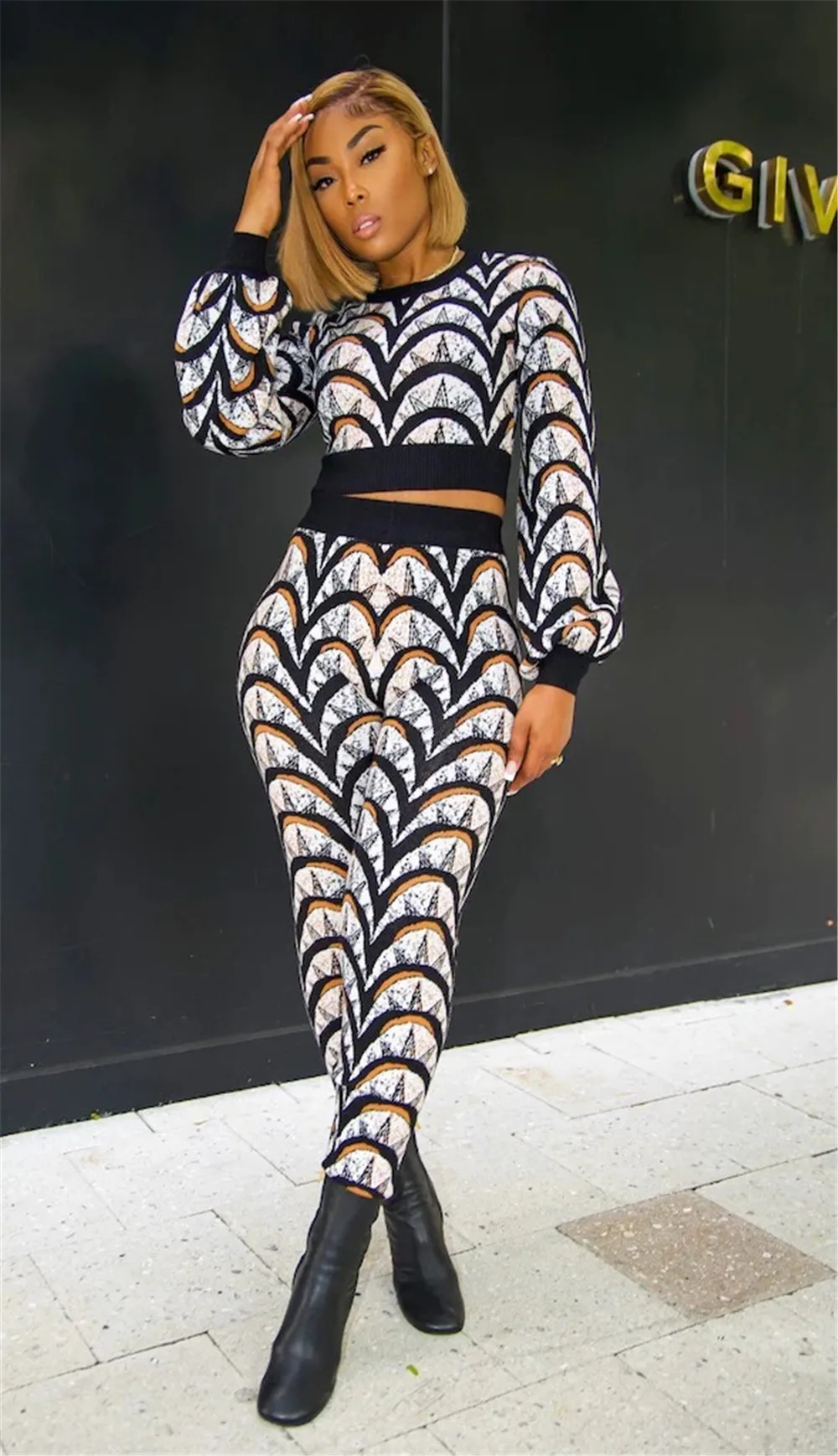10 Wholesale Outfits Women Two Piece Sets Fall Print Tracksuit