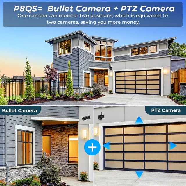 9MP WiFi Camera Outdoor Three Lens Dual Screen 8X Zoom Security Camera 4.5K 8MP Video Surveillance PTZ ICsee Alexa NVR Bluetooth - Image 5