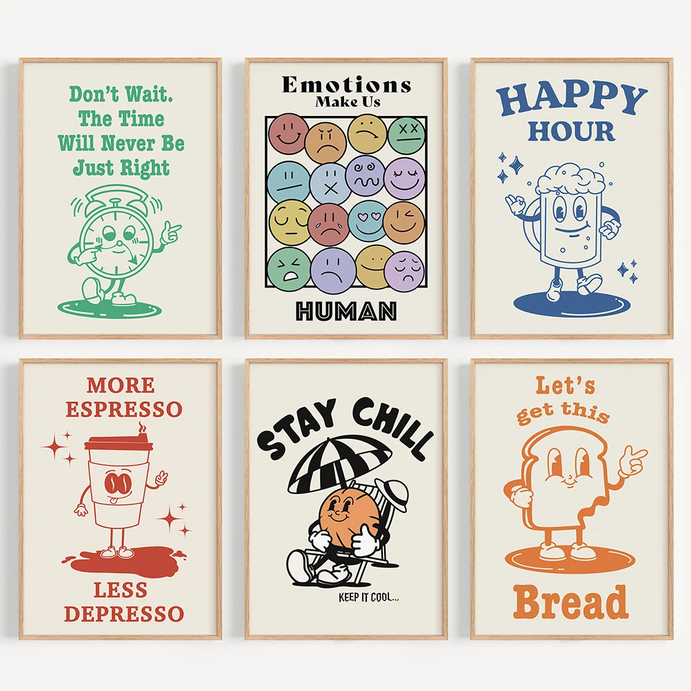 Ретро Мультфильм Цитата постер печать Забавный модный настенный художественный Рисунок кавны современное укрытие детская комната Домашний декор