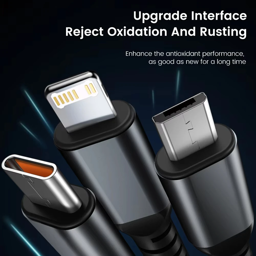NNBILI 100W 고속 충전 케이블 멀티 충전기 케이블 브레이드형 다중 USB 범용 3in1 충전 코드 어댑터(타입-C 마이크로 포함)