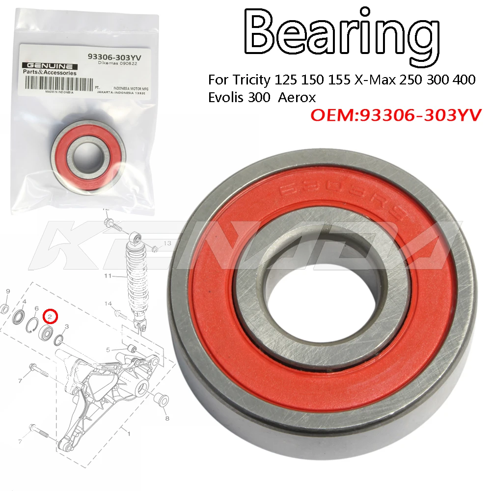 Cuscinetto Oscillante/Ammortizzatore Per Tricità 125 150 155 X-Max 250 300 400 Evolis 300 Muslimate