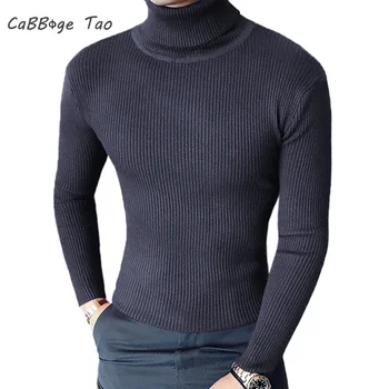 Nuovo maglione dolcevita da uomo Slim Fit Pullover Casual lavorato a maglia maglioni a maniche lunghe a coste leggeri Streetwear caldo e traspirante 1