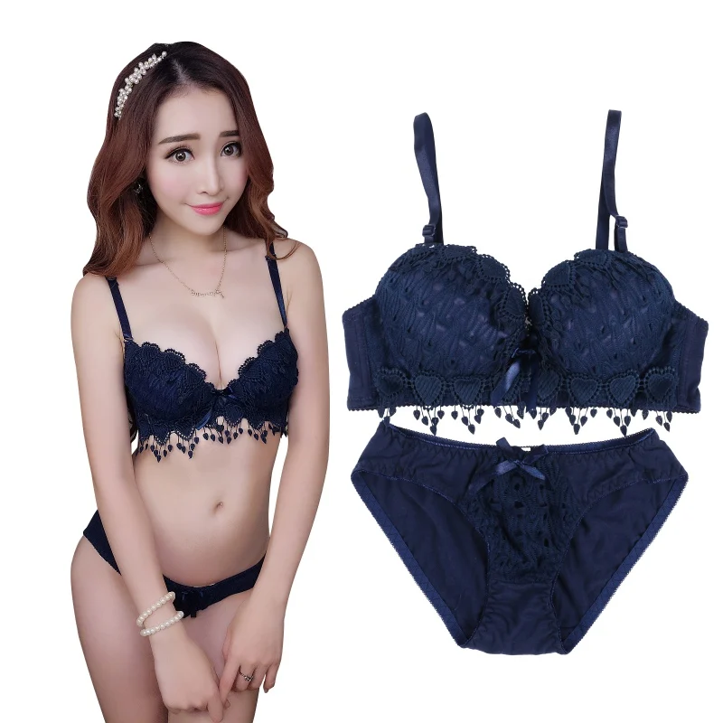 Ensemble de soutien-gorge pour femmes et filles, sous-vêtements en dentelle florale, brassière à armatures, tenue Push Up