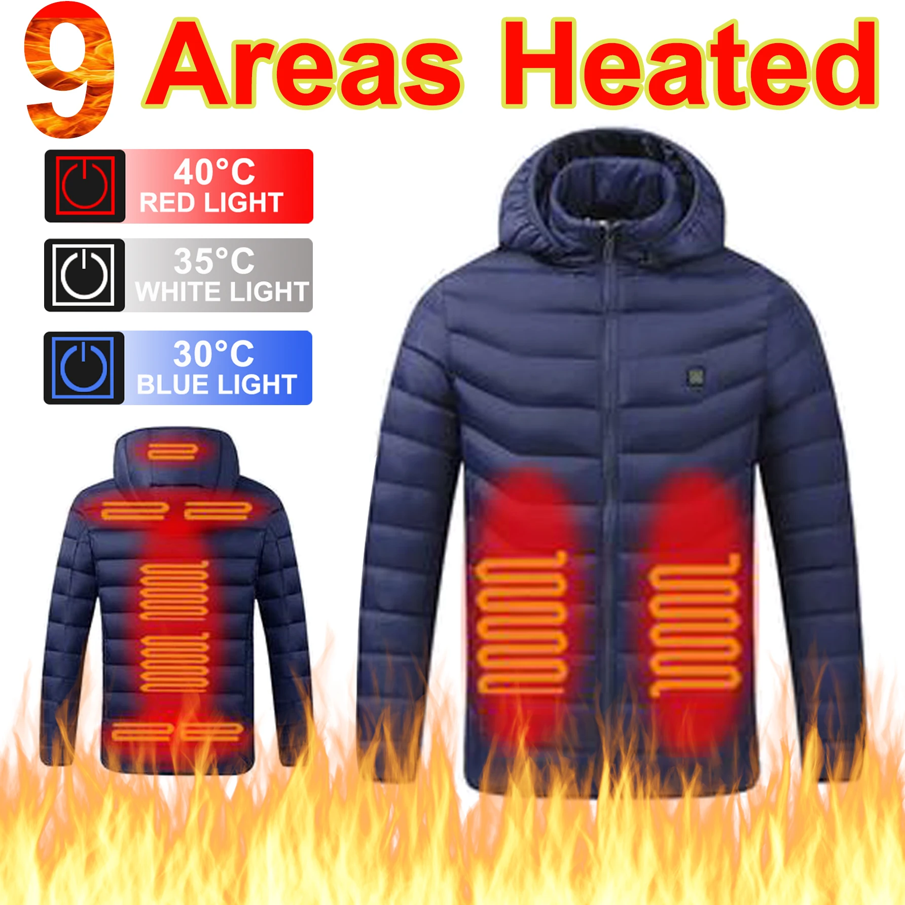 21/15 Areas Heated Jacket Men Padded Parkas Long Sleeve Heated Vest Men Electric USB Heating Jackets Heated Coat Clothing Winter 3