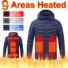 21/15 Areas Heated Jacket Men Padded Parkas Long Sleeve Heated Vest Men Electric USB Heating Jackets Heated Coat Clothing Winter 3