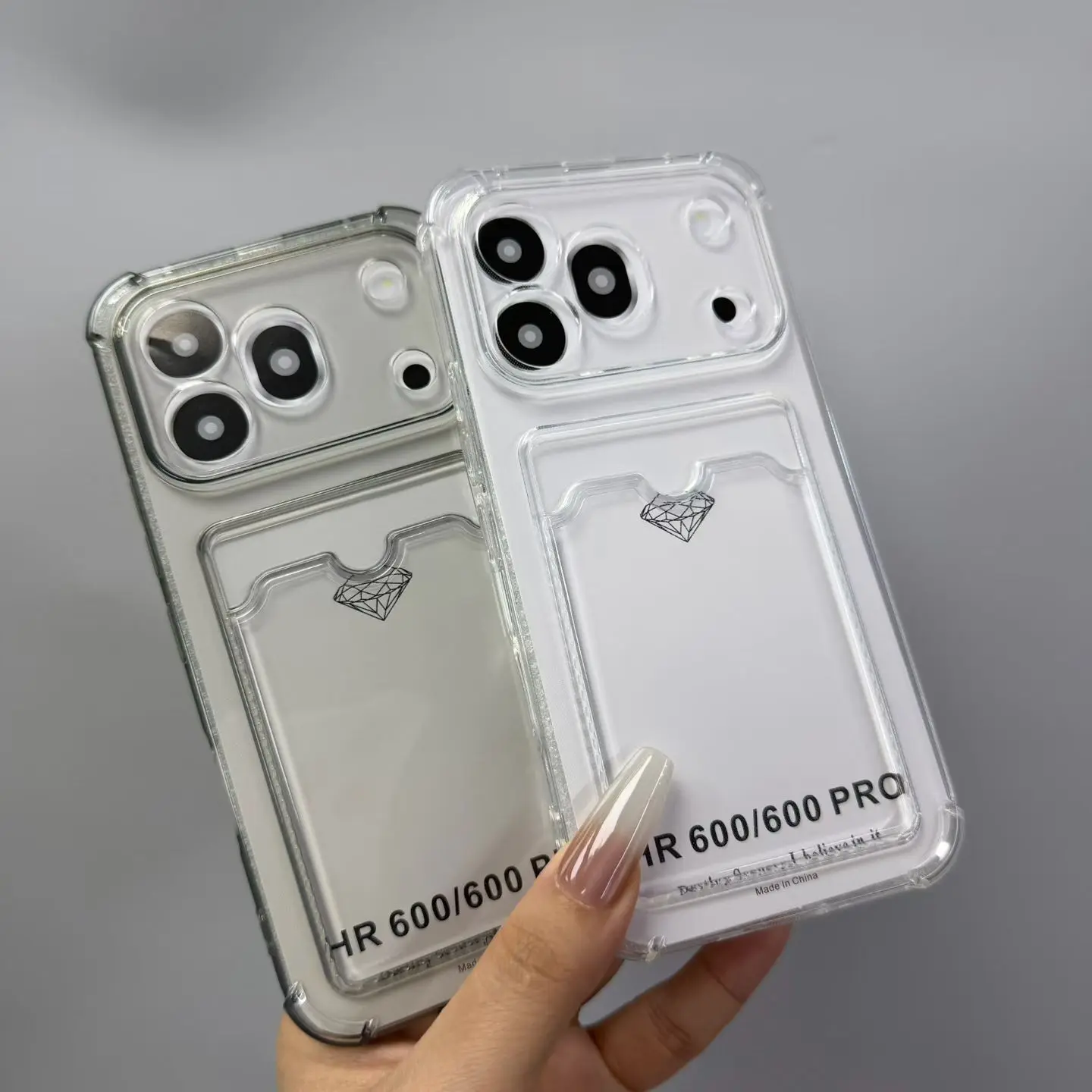 Clear Back Shockproof Card Slot Phone Case with Bag Holder