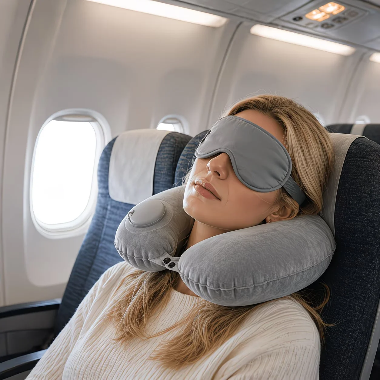 Compact Inflatable Travel Neck Pillow - U-Shaped, Hand-Washable, Portable Design
