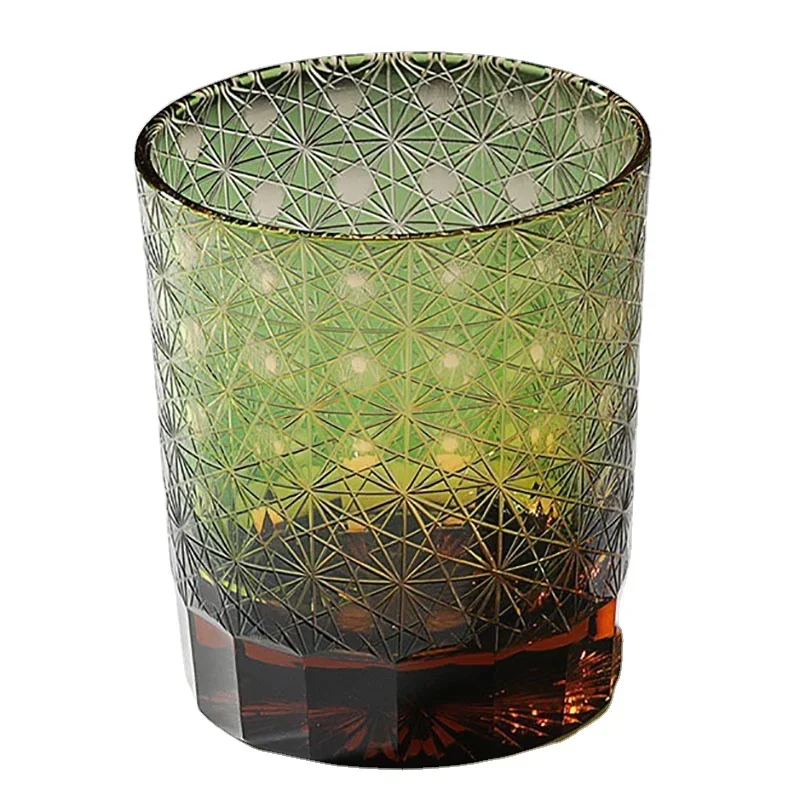 

Japanese-style Whiskey Glass Edo Kiriko Glass Vintage Crystal Glasses Hand Cut Design Scotch Whisky Bourbon Glass with Wood Box