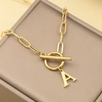 Collier initial en acier inoxydable pour femmes, pendentif à breloques avec lettres A-Z, ras du cou, chaîne de collier de déduction Ot pour femmes, 2025 6