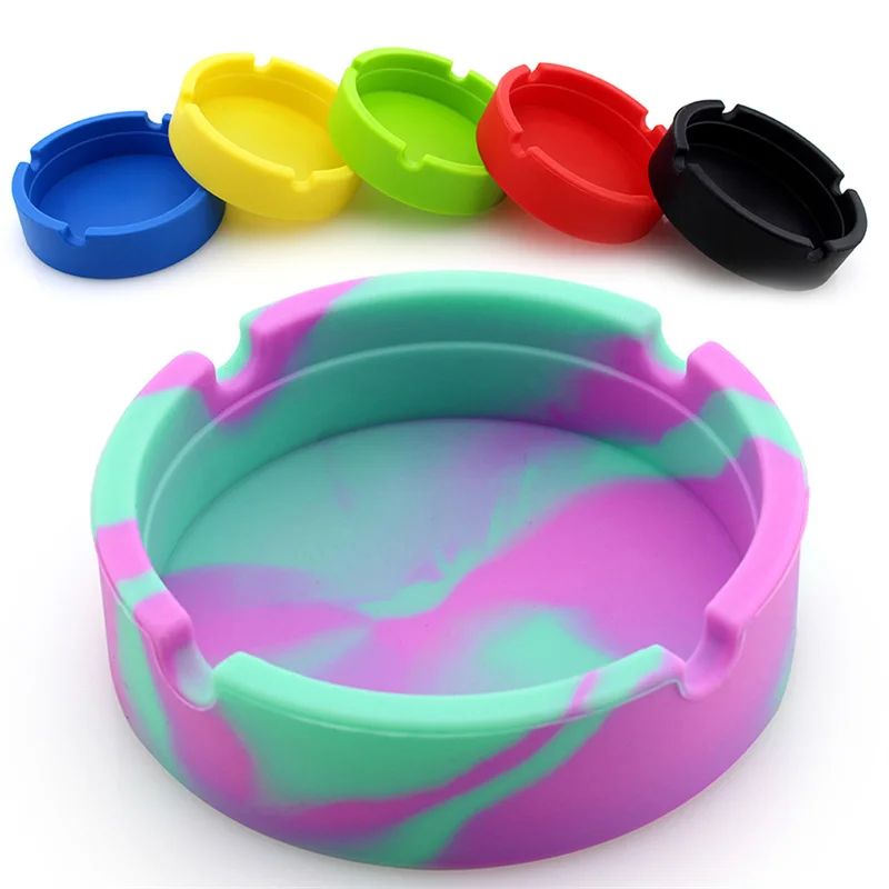 Creativo Rotondo Luminoso Luminoso Silicone Morbido Posacenere Fumo Sigaretta Sigaro Erbaccia Accessori Casa Scrivania Accessori Posacenere