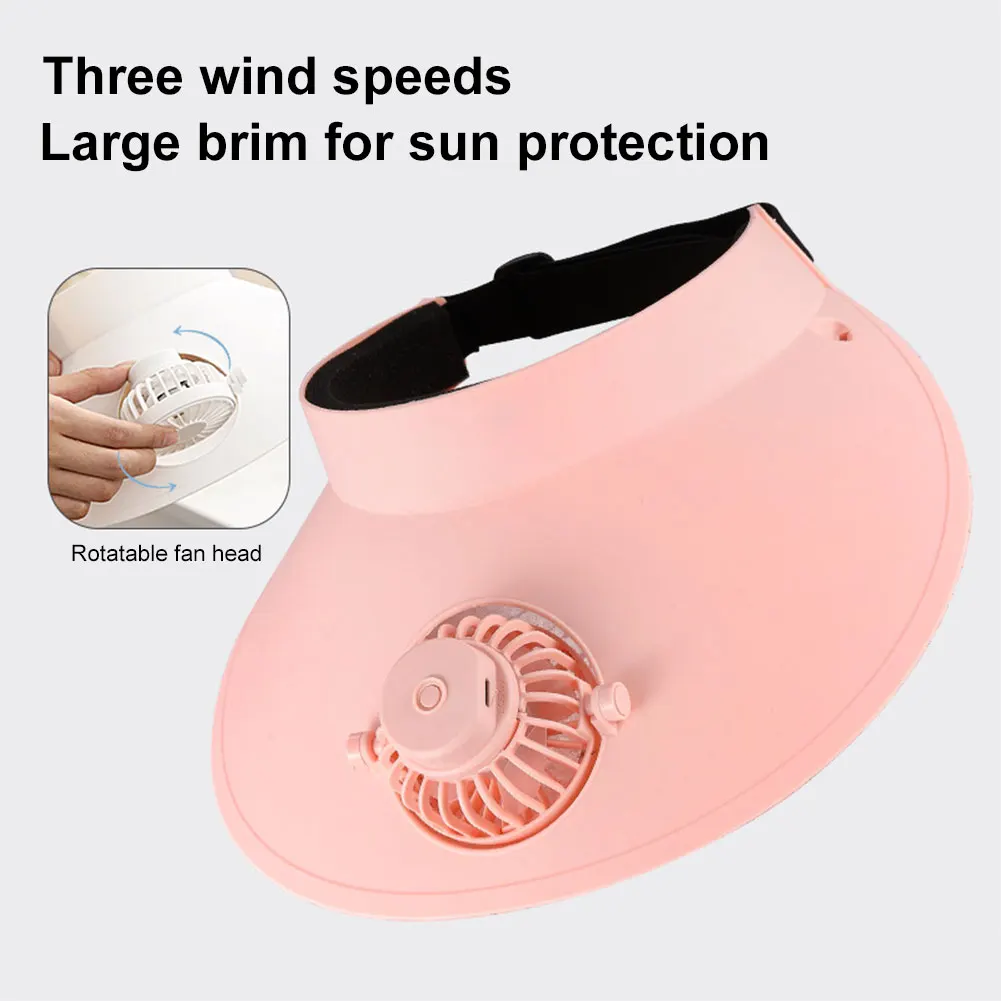 USB Charging Peaked Cap Fan Rotatable Sun Protection Hat Fan 3 Wind Speed Cooling Fan Hat Wide Brim for Women/Men/Children