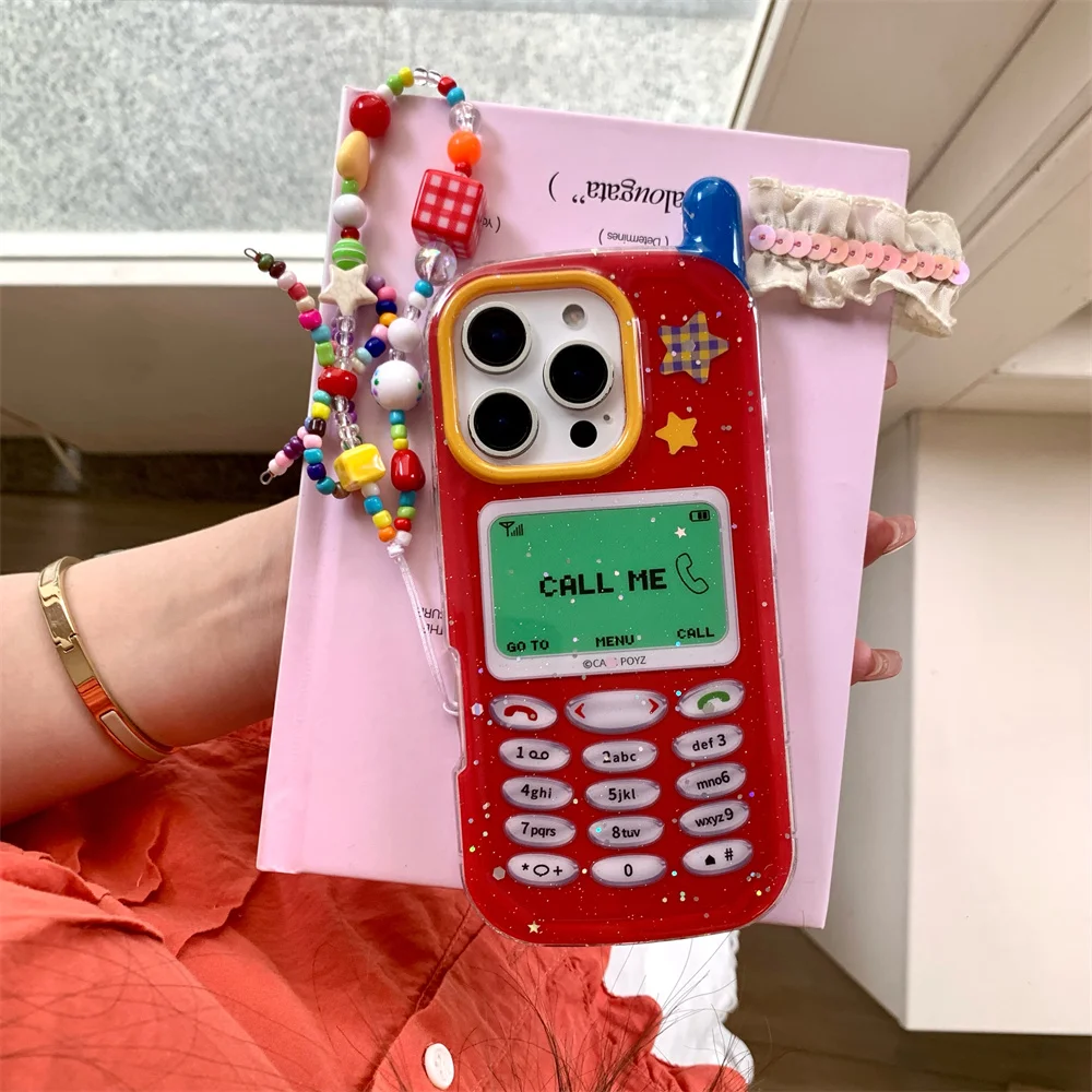 Glitter cartoon mobile model phone case for iPhone 13 15 14 16 Pro Max 15 16 Fundas with hinged shockproof cute protective cover