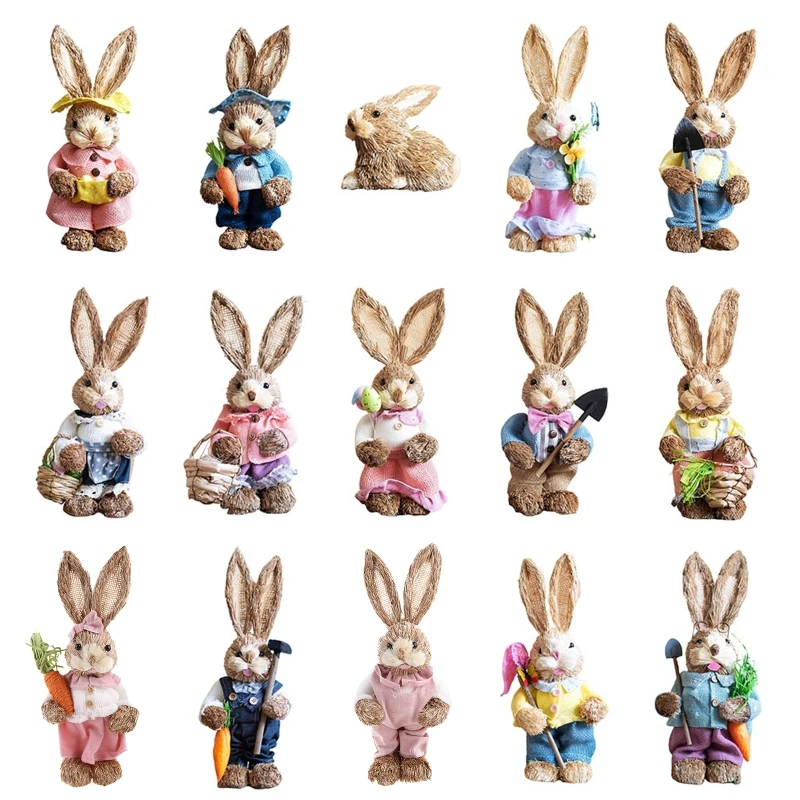 

Straw Rabbit Bunny Easter Decorations Holiday Home Garden Wedding Ornament 45BE