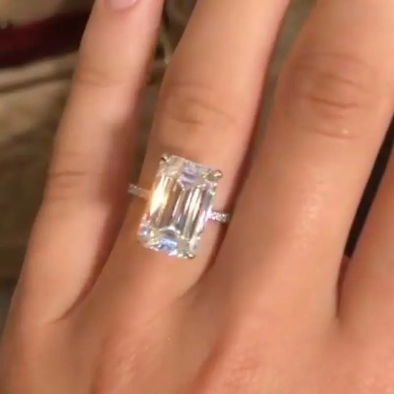 Emerald moissanite engagement ring