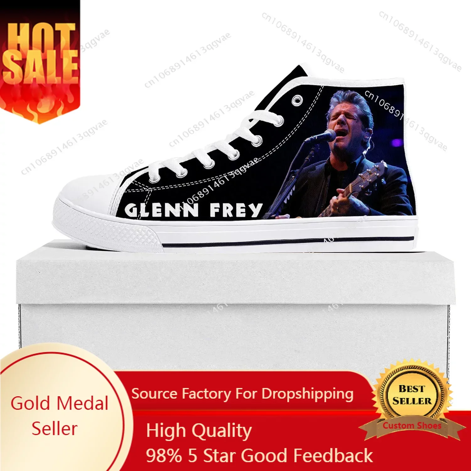 Glenn Frey Rock Singer High Top High Quality Sneakers Mens Womens Teenager Canvas Sneaker Casual Couple Shoes Custom Made Shoe