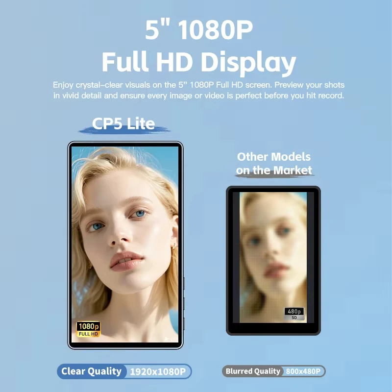Camera selfie monitor Shimbol CP5 Lite 1080p Full HD 5'' Rear Camera Selfie Monitor Vlog Live Stream Compatible iPhone Android