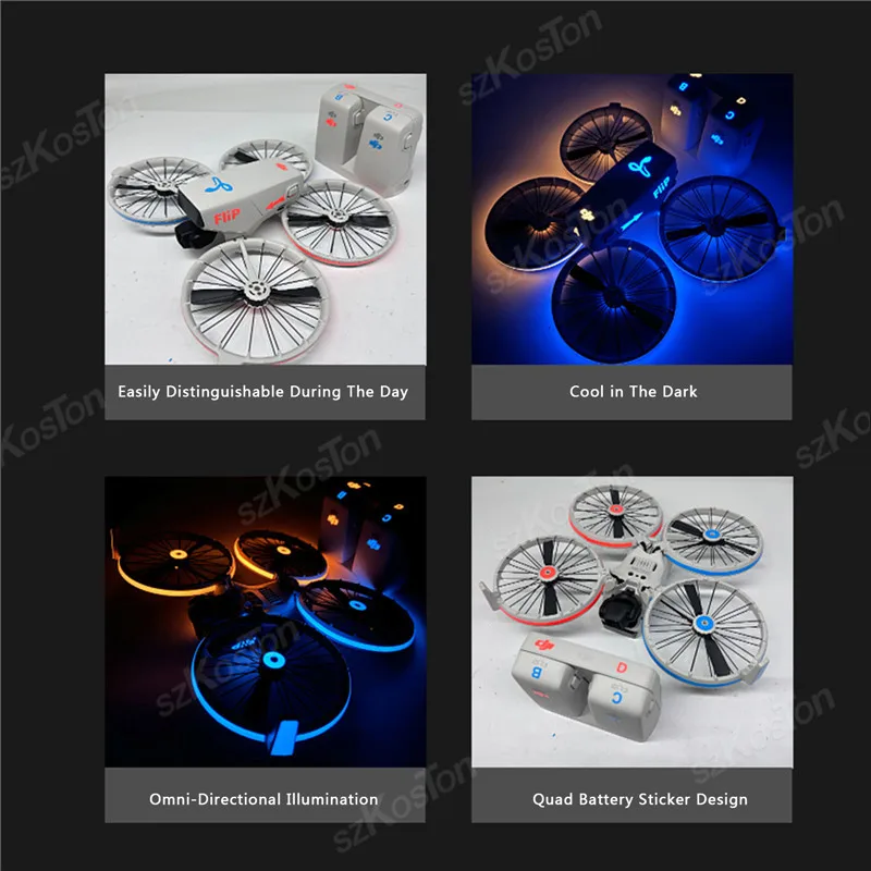 Colorful Luminous Stickers For DJI Flip Waterproof Night Flight Warning Luminous Change Stickers For DJI flip Drone Accessories