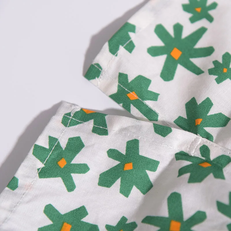 Pure Cotton Panties Green flowers For Men And Women Pattern Comfortable Breathable Shorts For Home Leisure